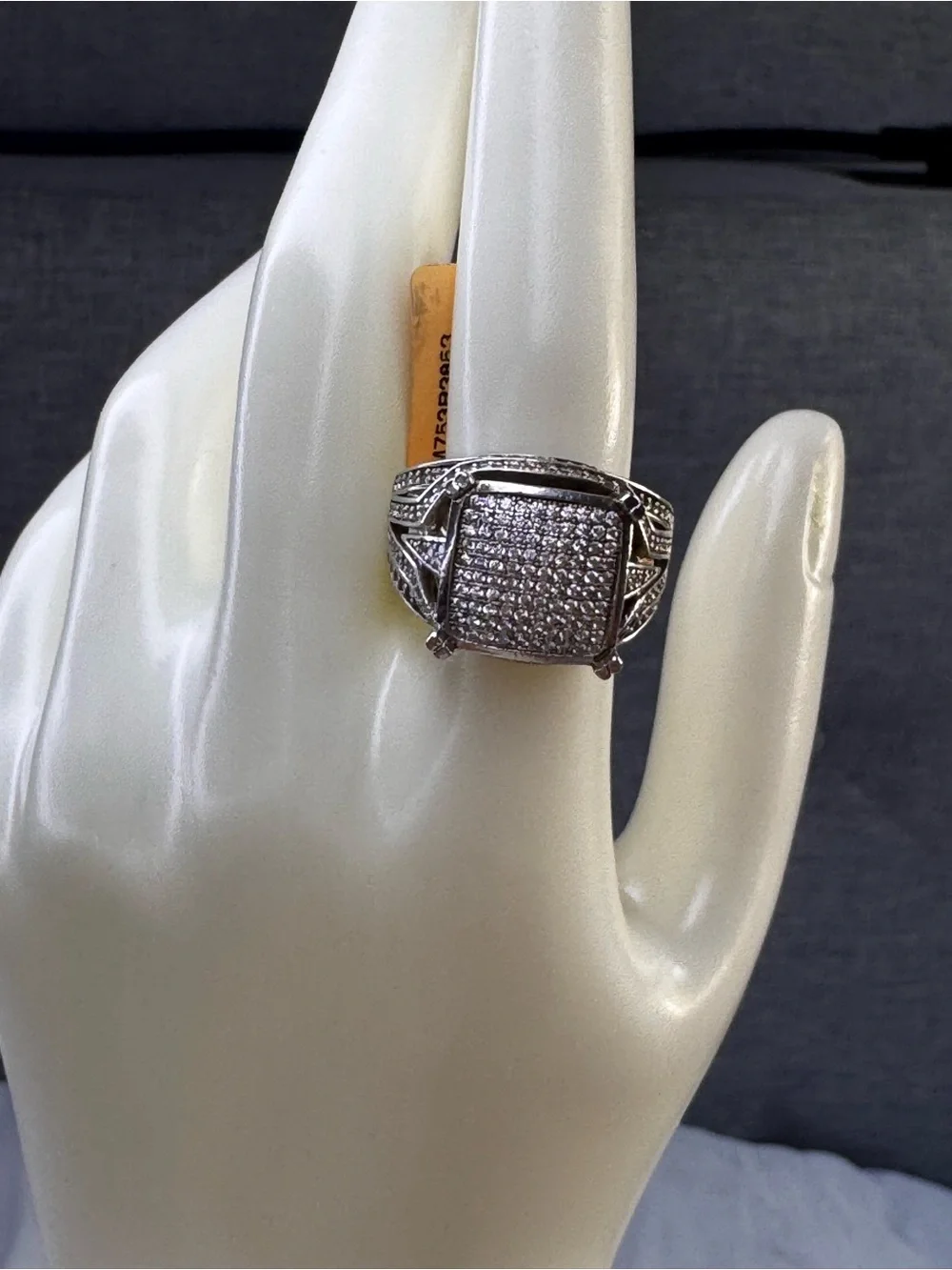 Silver-Tone Pave Square Woman’s Statement Ring